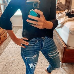 Bell sleeve navy top